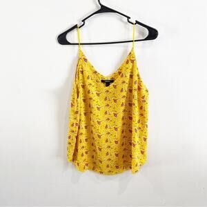 Forever 21 Yellow Floral Spaghetti Strap Cami Tank Top Size L Boho Summer